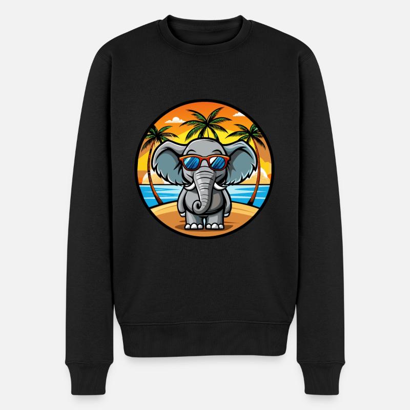Lunettes de soleil de plage d’été de dessin animé drôle d’éléphant - Pull Premium bio Homme - noir