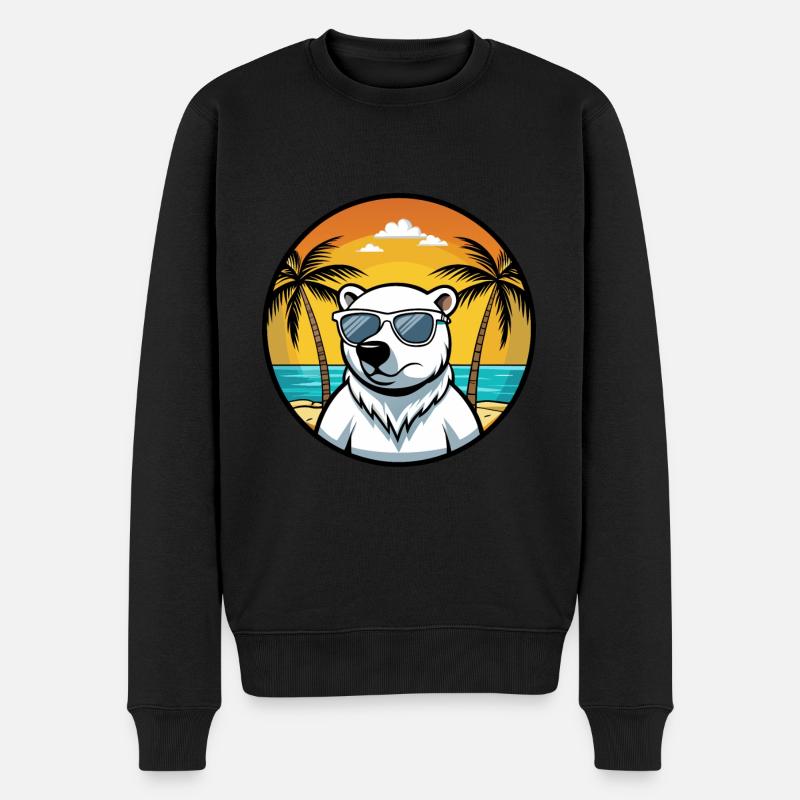 Eisbär Lustige Cartoon Sommer Strand Sonnenbrille - Männer Premium Bio Pullover - Schwarz