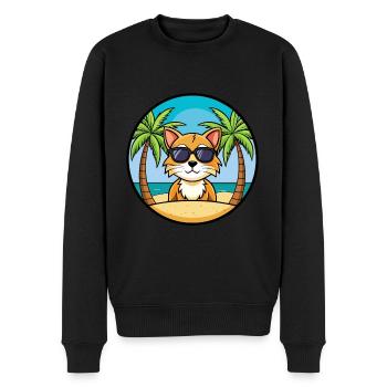 Asiatische Katzenrasse Cartoon Sonnenbrille Strand - Männer Premium Bio Pullover - Schwarz - Vorne - Nico (187cm)