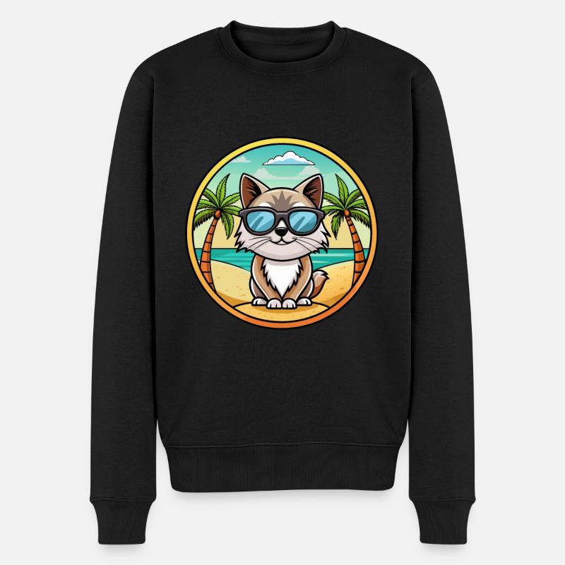 Birma Heilige Katzenrasse Cartoon Sonnenbrille Strand - Männer Premium Bio Pullover - Schwarz