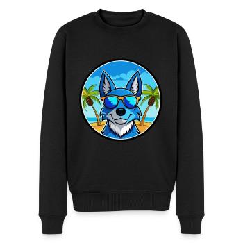 Blue Heeler Hunderasse Cartoon Sonnenbrille Strand - Männer Premium Bio Pullover - Schwarz - Vorne - Nico (187cm)