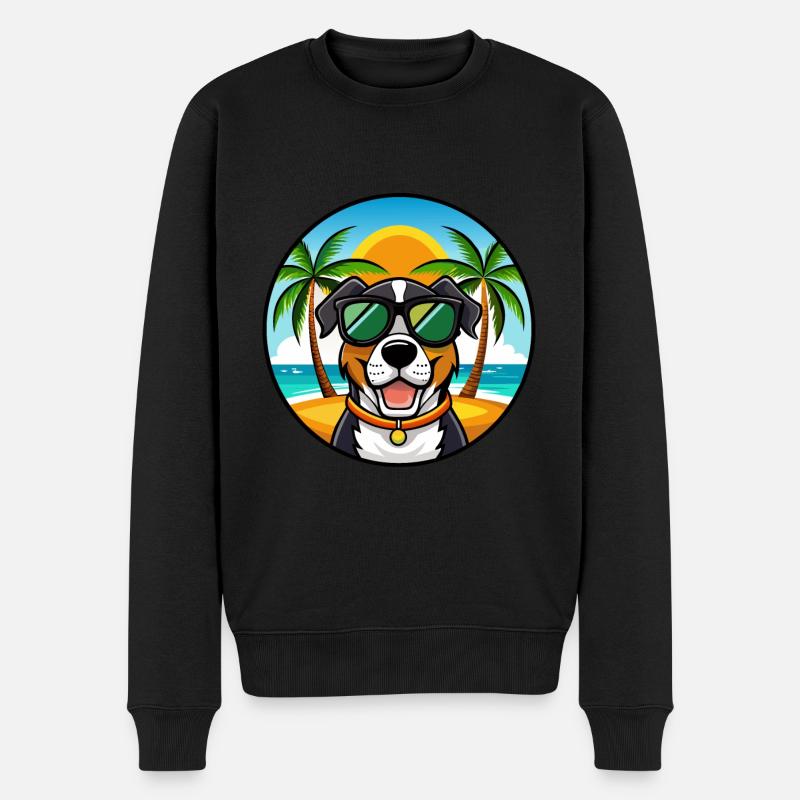 Großer Schweizer Sennenhund Rasse Cartoon Beach - Männer Premium Bio Pullover - Schwarz