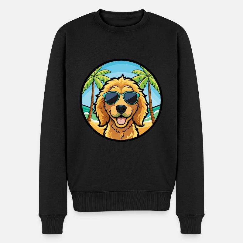 Goldendoodle Hunderasse Cartoon Sonnenbrille Strand - Männer Premium Bio Pullover - Schwarz