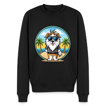 Picardie Schäferhund Rasse Cartoon Sonnenbrille Strand - Männer Premium Bio Pullover - Schwarz - Vorne - Nico (187cm)