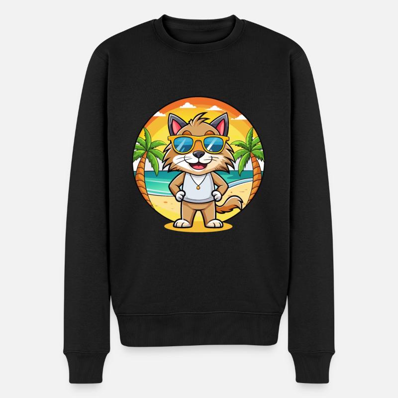 Lynx Lustige Cartoon Sommer Strand Sonnenbrille - Männer Premium Bio Pullover - Schwarz