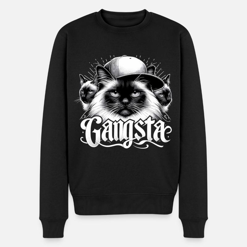 Heilige Birma Katze Birmakatze Trio Gangsta Gesche - Männer Premium Bio Pullover - Schwarz