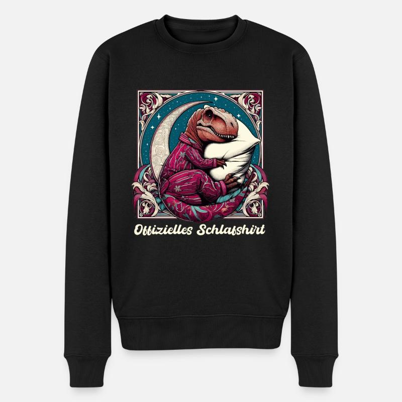 T-Rex Schlafen Offizielles Schlafshirt Geschenk - Männer Premium Bio Pullover - Schwarz