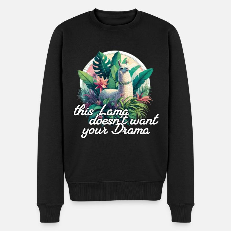 Lama Drama positiv Optimismus Geschenk - Männer Premium Bio Pullover - Schwarz