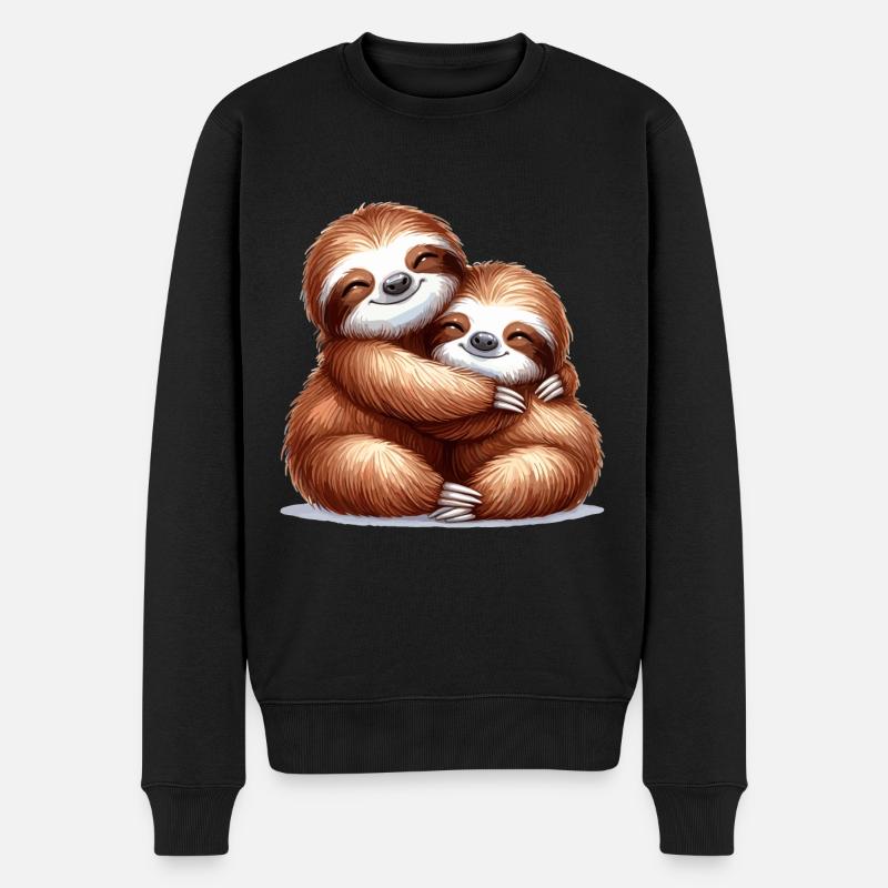 Faultiere Faultier kuscheln Geschenk - Männer Premium Bio Pullover - Schwarz