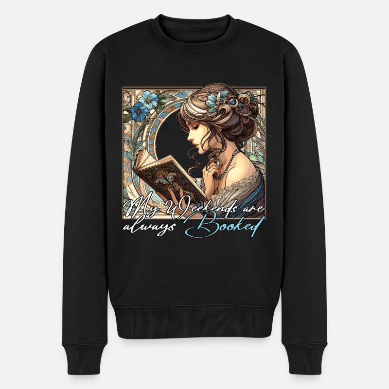 Frau Lesen Wochenenden Buch Bücher Geschenk - Männer Premium Bio Pullover - Schwarz