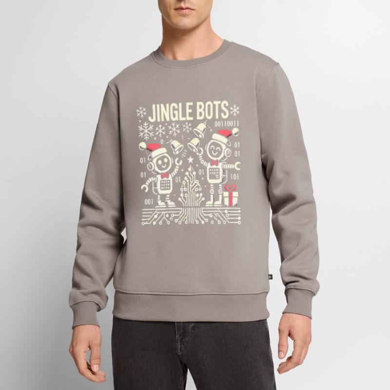 Jingle Bots - Christmas Robots with Binary Code Men's Premium Organic Jumper