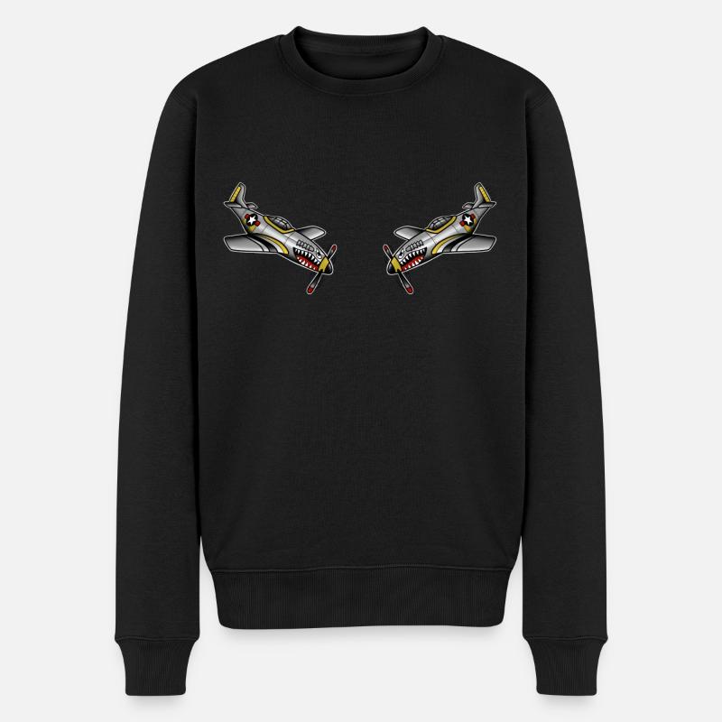 Old School Tattoo Kampfjet - Männer Premium Bio Pullover - Schwarz