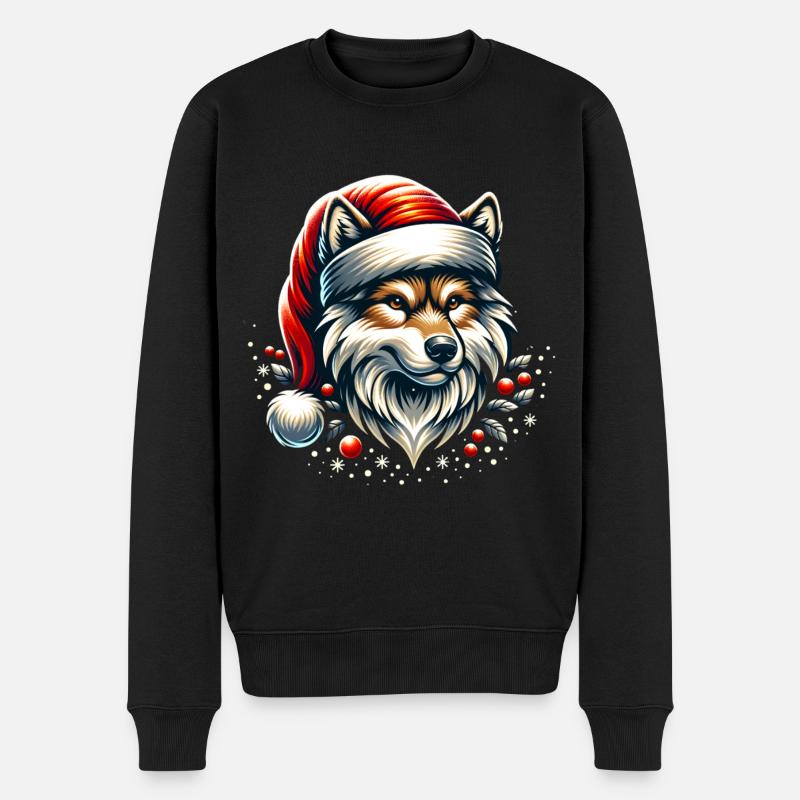 Loup de Noël - Pull Premium bio Homme - noir