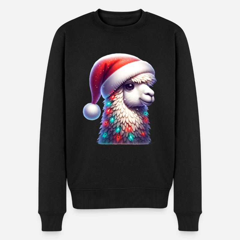 Lama Nikolaus - Männer Premium Bio Pullover - Schwarz