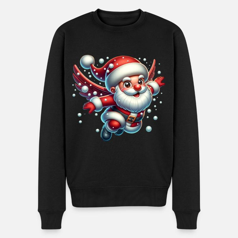 Weihnachtsmann Schneebälle - Männer Premium Bio Pullover - Schwarz