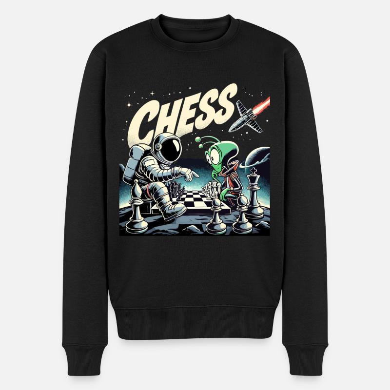 Astronaut Alien Schach Rakete Universum Geschenk - Männer Premium Bio Pullover - Schwarz