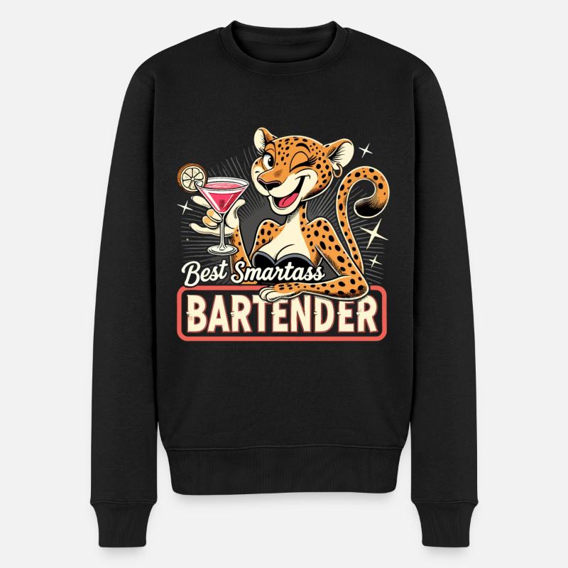 Barkeeperin Barfrau Leopardin Leopard Geschenk - Männer Premium Bio Pullover - Schwarz