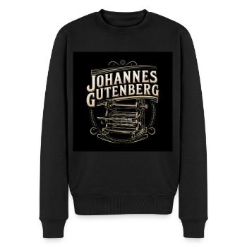 Erbe der Menschheit - Johannes Gutenberg - Männer Premium Bio Pullover - Schwarz - Vorne - Nico (187cm)