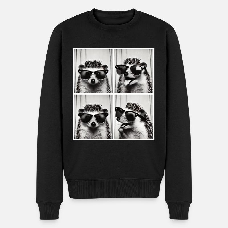 Photomaton hérisson avec lunettes de soleil - Pull Premium bio Homme - noir