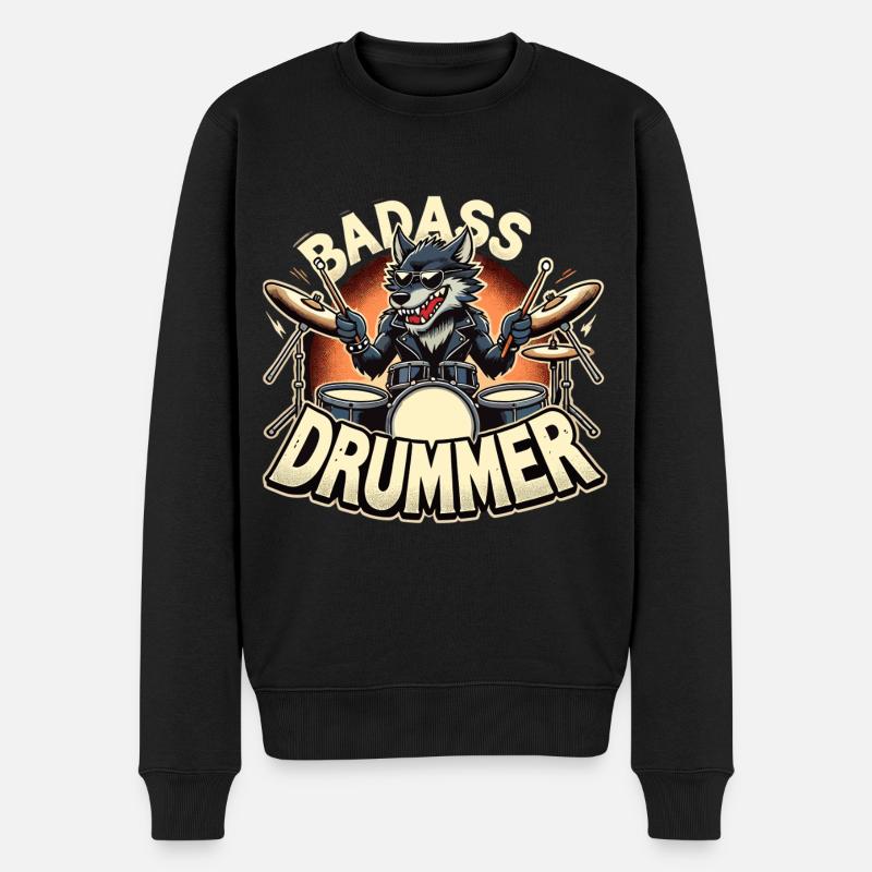 Tough Drummer Wolf Cool Gift - Pull Premium bio Homme - noir