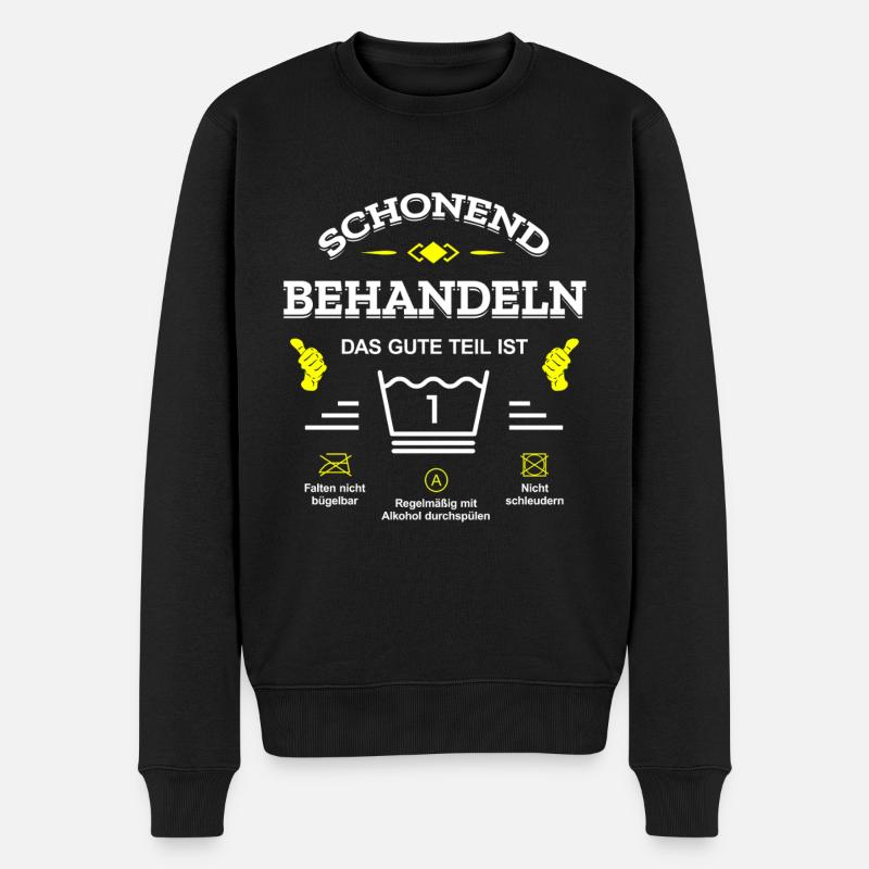 SCHONEND BEHANDELN 1 JAHR GEBURTSTAG BABY - Männer Premium Bio Pullover - Schwarz
