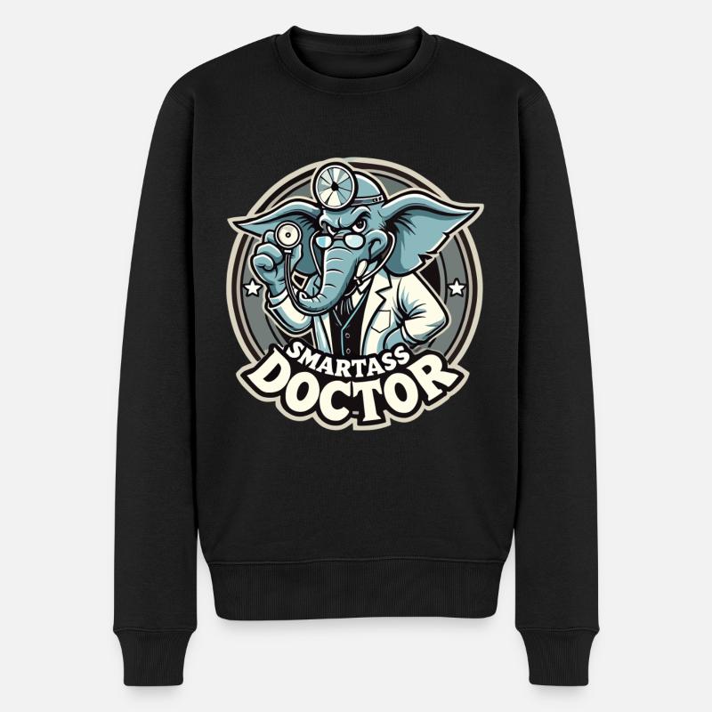 Klugscheißer Arzt Elefant witzig Geschenk - Männer Premium Bio Pullover - Schwarz