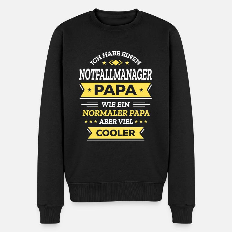 COOLER NOTFALLMANAGER PAPA VATERTAG GEBURTSTAG - Männer Premium Bio Pullover - Schwarz