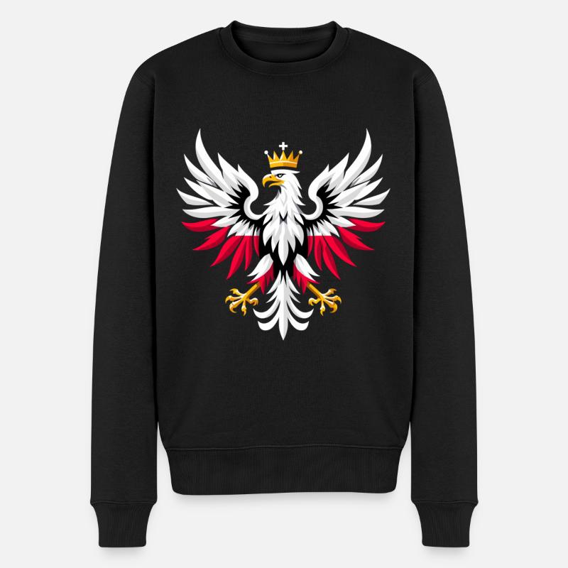 Polen Polska Adler Flagge Minimalismus Geschenk - Männer Premium Bio Pullover - Schwarz