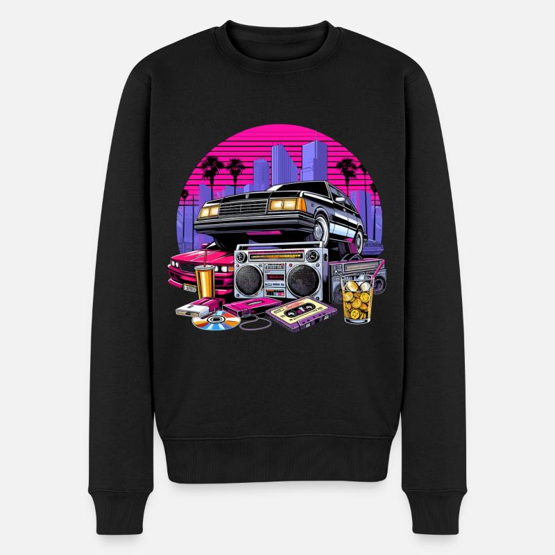 Kompaktkassette Ghettoblaster 90er Retro Geschenk - Männer Premium Bio Pullover - Schwarz