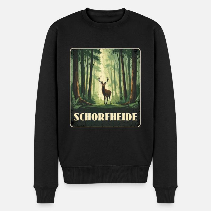 Schorfheide Hirsch Wald - Männer Premium Bio Pullover - Schwarz