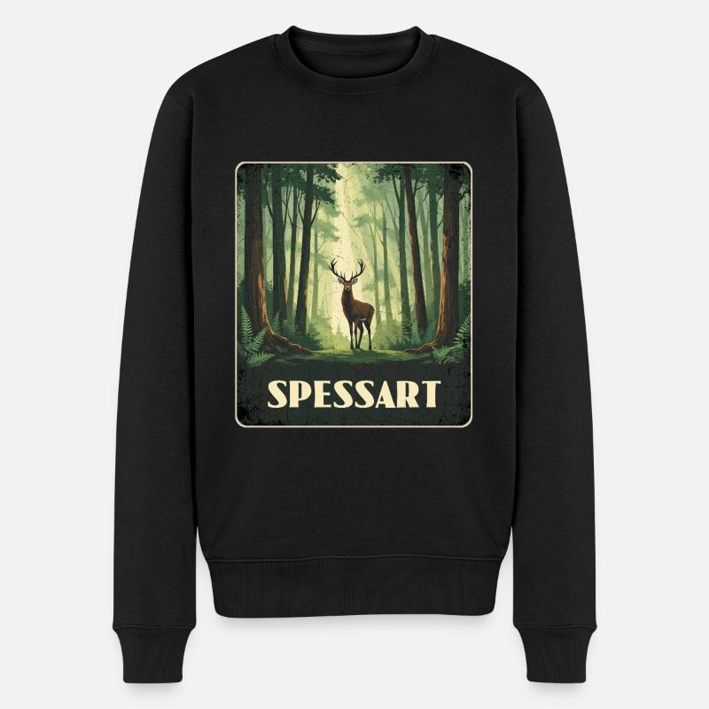 Spessart Hirsch Wald - Männer Premium Bio Pullover - Schwarz