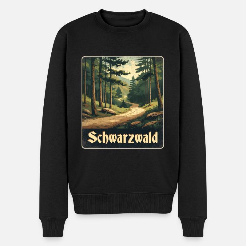 Schwarzwald Waldweg - Männer Premium Bio Pullover - Schwarz