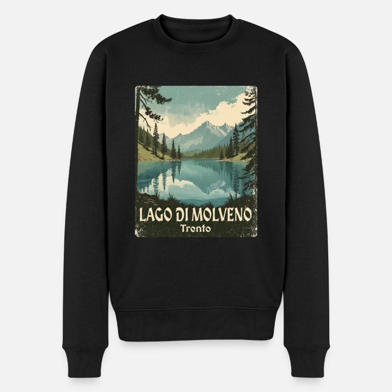 Molvenosee retro bergsee - Männer Premium Bio Pullover - Schwarz