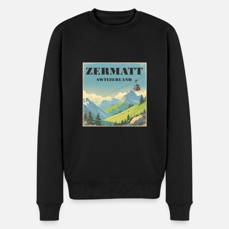 Zermatt - Männer Premium Bio Pullover - Schwarz