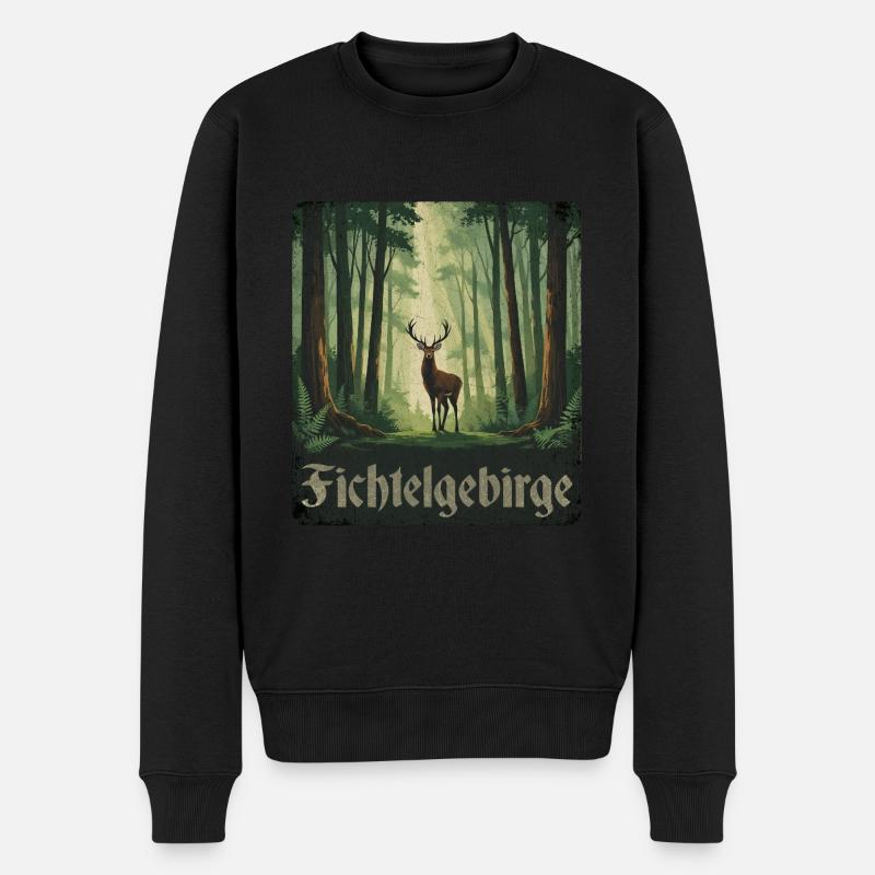 Fichtelgebirge - Männer Premium Bio Pullover - Schwarz