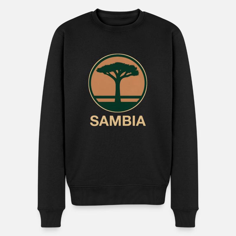 Sambia Baum rund - Männer Premium Bio Pullover - Schwarz