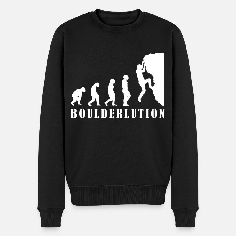 Bouldern Klettern Evolution Bergsteiger Geschenk - Männer Premium Bio Pullover - Schwarz