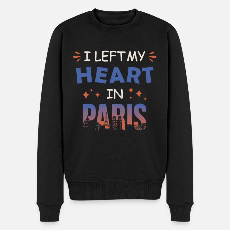 Ich habe mein Herz in Paris gelassen - Männer Premium Bio Pullover - Schwarz