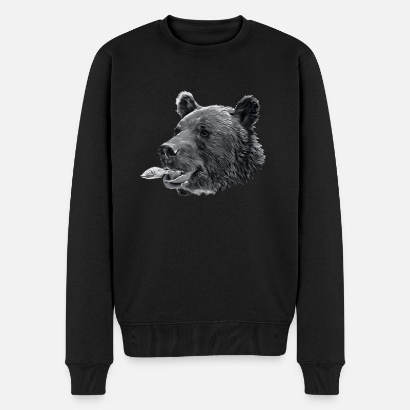 PEDRO Kopf Blatt SW - Männer Premium Bio Pullover - Schwarz