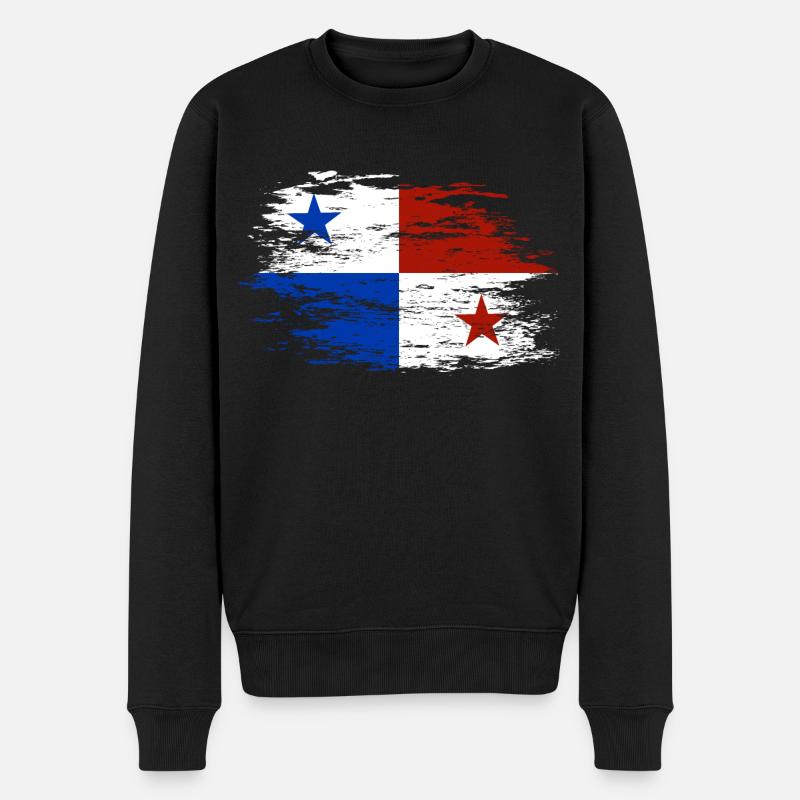 Panama Flagge used - Männer Premium Bio Pullover - Schwarz