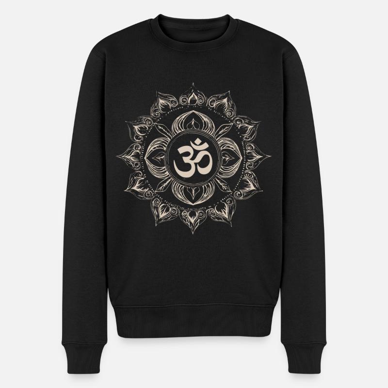 Kosmische Resonanz: Das heilige Om - Männer Premium Bio Pullover - Schwarz