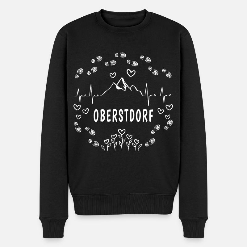 Oberstdorf Blumen Herz Berge Liebe - Männer Premium Bio Pullover - Schwarz