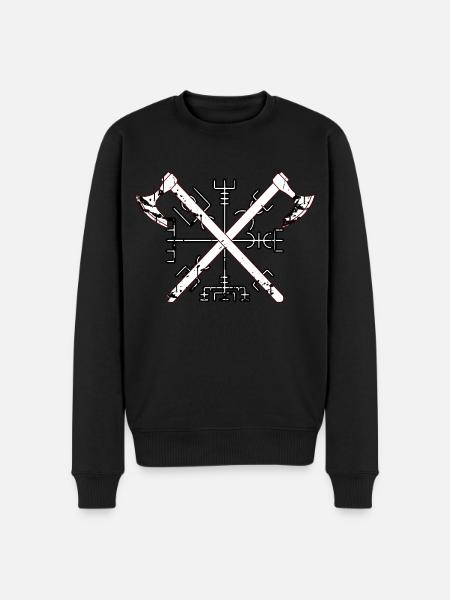vegvisir Wikinger Äxte Motiv - Männer Premium Bio Pullover - Schwarz