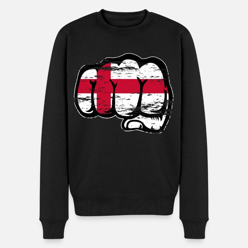 England Flagge Faust used - Männer Premium Bio Pullover - Schwarz