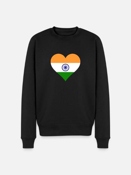 India indian ensign flag heart - Men's Premium Organic Jumper - black