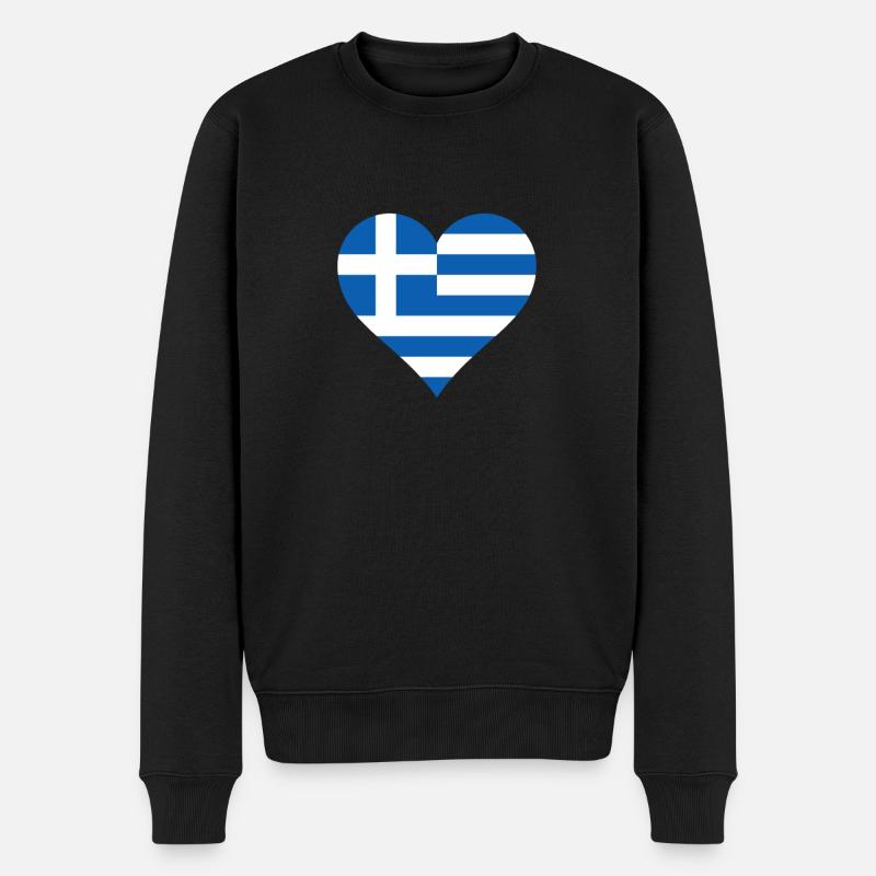 Griechenland griechisch Flagge Fahne Herz - Männer Premium Bio Pullover - Schwarz