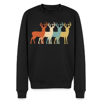 Cerf rétro Chasse cerf cerf Chasse - Pull Premium bio Homme - noir - Devant - Nico (187cm)