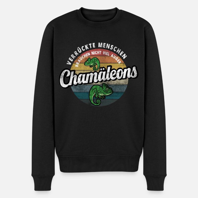 Chamäleon witzige Reptilien Sprüche Chamäleons - Männer Premium Bio Pullover - Schwarz