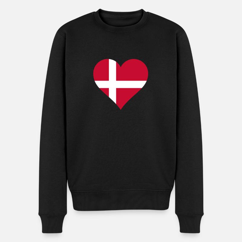 Danemark danois drapeau drapeau coeur - Pull Premium bio Homme - noir