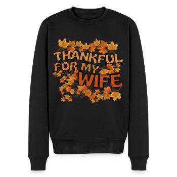 Thankful Wife Frau Herbst Blätter Dankbarkeit - Männer Premium Bio Pullover - Schwarz - Vorne - Nico (187cm)